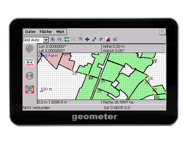 geometr, geometer, präzise GPS-Flächenmessung, präzis, Messung, GPS, Fläche, Länge